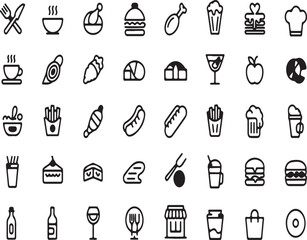 A set of thin line icons representing success, victory, and celebration. Vector symbols for winning and achievement