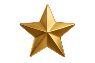 Gold star symbol representing award, success, rating, quality, achievement, and excellent feedback on transparent background
