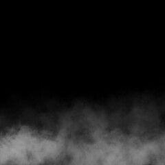 Thick white smoke and fog swirls against a dark black background, creating a mysterious and atmospheric visual effect for overlays, abstract designs, or dramatic backdrops.