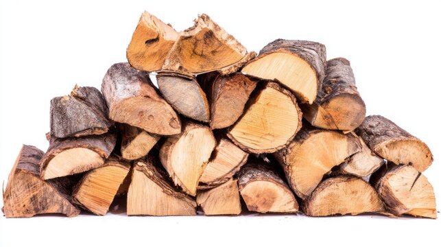 Stacked Firewood: A carefully arranged stack of split firewood, ready for the hearth, displaying the rustic beauty of natural wood textures and tones. 