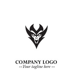 Obraz premium Head of Vampire Logo Symbol in Black on the White Background with Gothic Horror Vector Design