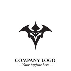 Head of Vampire Logo Symbol in Black on the White Background with Gothic Horror Vector Design