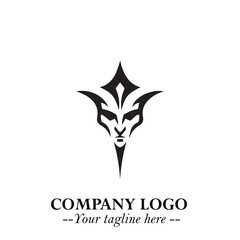 Head of Vampire Logo Symbol in Black on the White Background with Gothic Horror Vector Design