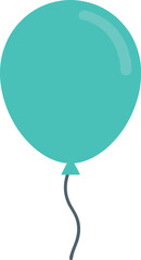 Single Turquoise Party Balloon Vector Icon with Transparent Background