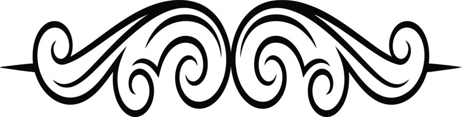 Elegant Black Swirl Divider Decorative Ornament Vector on Transparent Background