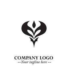 Head of Vampire Logo Symbol in Black on the White Background with Gothic Horror Vector Design