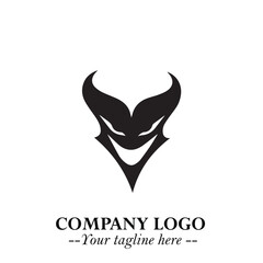 Head of Vampire Logo Symbol in Black on the White Background with Gothic Horror Vector Design