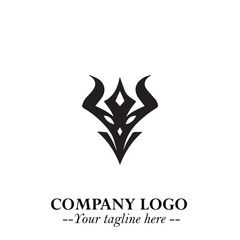 Head of Vampire Logo Symbol in Black on the White Background with Gothic Horror Vector Design