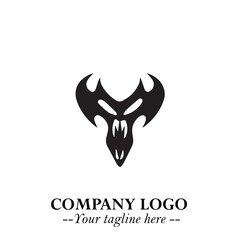 Head of Vampire Logo Symbol in Black on the White Background with Gothic Horror Vector Design