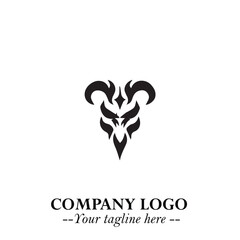 Head of Vampire Logo Symbol in Black on the White Background with Gothic Horror Vector Design