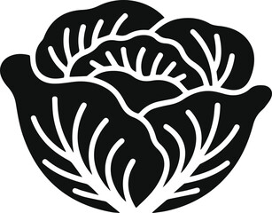 Minimalist black cabbage head silhouette vector icon