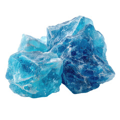Chunks of luminous, translucent, deep blue mineral formation