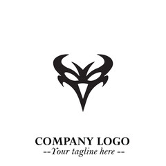 Head of Vampire Logo Symbol in Black on the White Background with Gothic Horror Vector Design