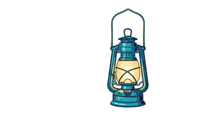 A retro teal hurricane lamp glowing softly, presented as a stylized vector illustration on a clear white background.