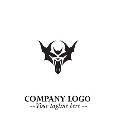 Head of Vampire Logo Symbol in Black on the White Background with Gothic Horror Vector Design