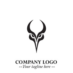 Head of Vampire Logo Symbol in Black on the White Background with Gothic Horror Vector Design