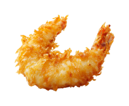 Crispy golden tempura shrimp with a delicate crunch, perfect for gourmet culinary projects, a delectable seafood delight PNG set with transparent background