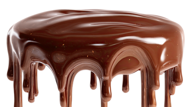 Glossy chocolate drips down, rich and decadent. Delicious looking treat