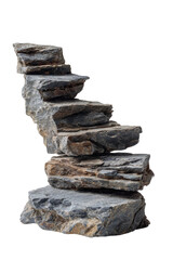Stacked rocky steps create a rustic outdoor staircase