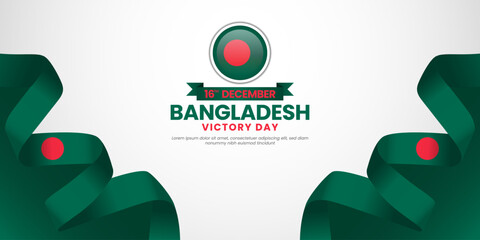 Bangladesh victory day banner background 16th december design element with waving ribbon flag