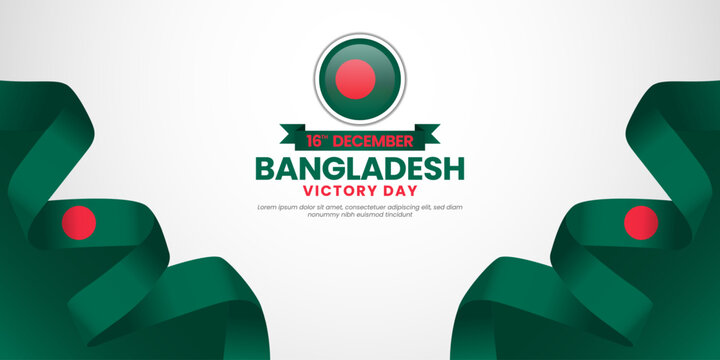 Bangladesh victory day banner background 16th december design element with waving ribbon flag