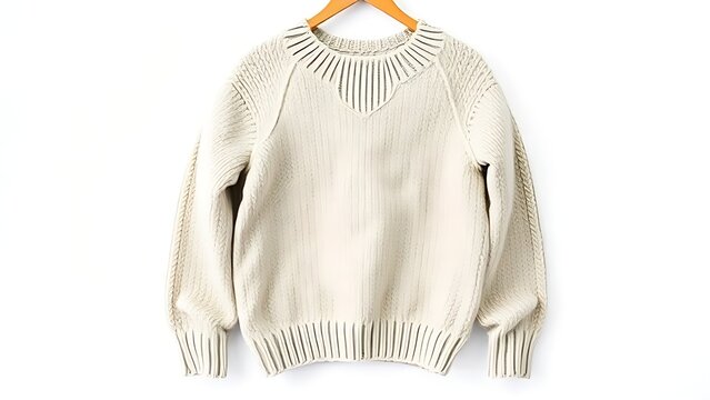 lambswool. A wool sweater shrunk after washing, showing textured fabric on a simple background. lifestyle magazines, social media lookbooks, designed for influencer and brand collaborations.