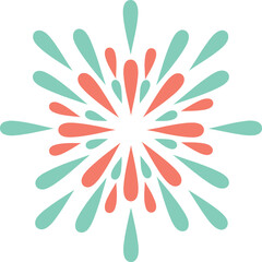 Modern Abstract Firework Explosion Vector in Teal and Orange on Transparent Background