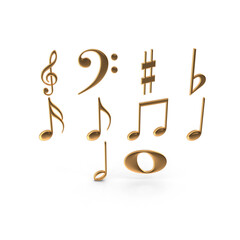 Fototapeta premium Golden 3D musical note symbols