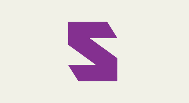 Modern abstract purple geometric 's' letter shape design element