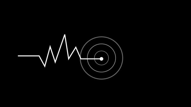 Radio waves, Earthquake. Richter earthquake magnitude scale. Black background.