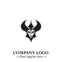 Head of Vampire Logo Symbol in Black on the White Background with Gothic Horror Vector Design