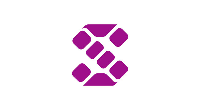 Abstract purple rounded shapes forming modern letter s logo design