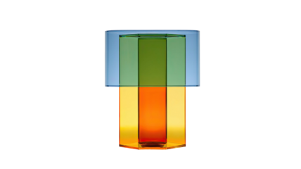 Abstract block structure, layered colors on black background