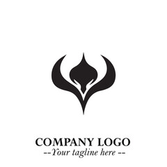 Head of Vampire Logo Symbol in Black on the White Background with Gothic Horror Vector Design