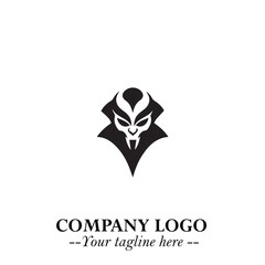 Head of Vampire Logo Symbol in Black on the White Background with Gothic Horror Vector Design