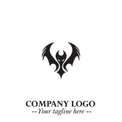 Head of Vampire Logo Symbol in Black on the White Background with Gothic Horror Vector Design