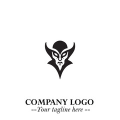 Head of Vampire Logo Symbol in Black on the White Background with Gothic Horror Vector Design