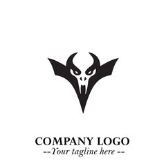 Obraz premium Head of Vampire Logo Symbol in Black on the White Background with Gothic Horror Vector Design