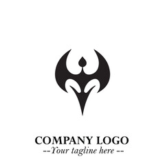 Head of Vampire Logo Symbol in Black on the White Background with Gothic Horror Vector Design