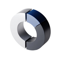 Metallic ring broken into uneven thirds, shades of white to dark