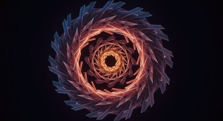 Hyperspace spiral of dynamic, complex forms illustrating deep conceptual thought and boundless, non-representational limitlessness ,potential ,structure ,nonrepresentational