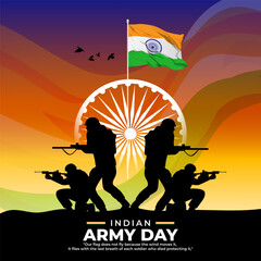 Fototapeta premium Vector illustration of Indian Army Day social media template