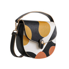 Stylish saddlebag purse with retro color circles
