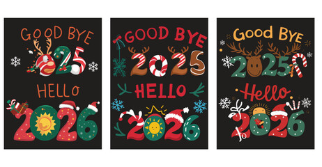 New year s eve transition goodbye 2025 hello 2026 festive design