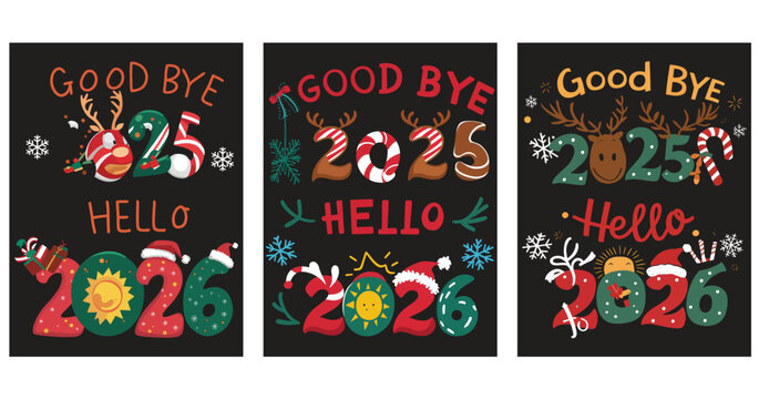 New year s eve transition goodbye 2025 hello 2026 festive design