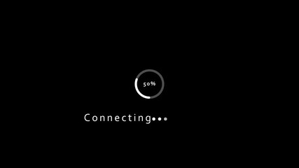 Black background with white connecting text and circular progress bar at 30 percent loading circle