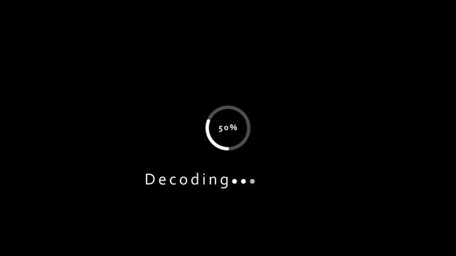 Black background loading circle with 30 percent decoding progress and text percentage