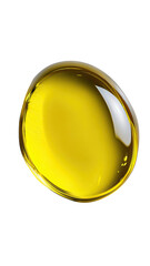 Golden, glossy oil drop on black background