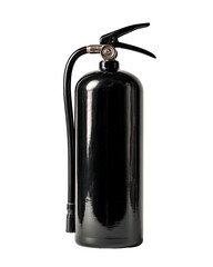 Sleek, black fire extinguisher isolated against a black backdrop