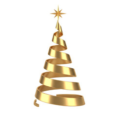 Elegant shimmering golden spiral simulating a Christmas tree, festive design element